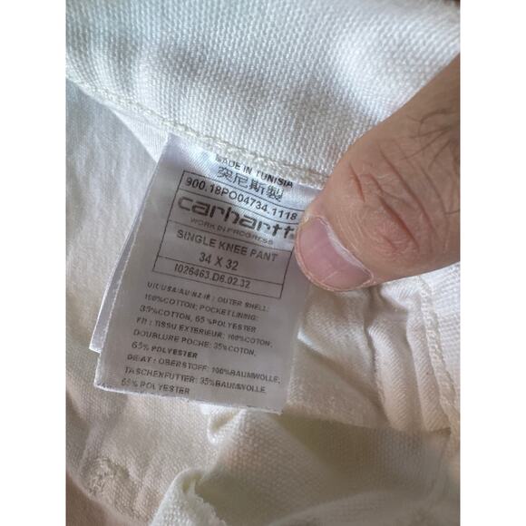 Carhartt White Canvas Triple Stitched 34” Carpenter Cutoff Shorts - Picture 3 of 8